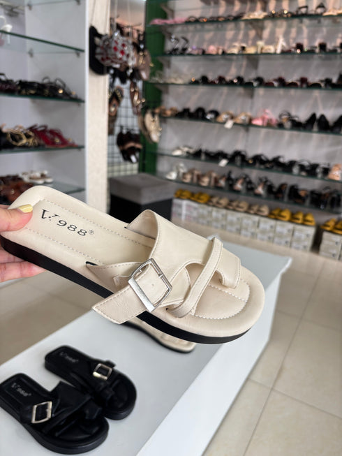 Buckle Multi Straps Slid On Sliders